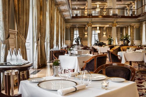 Vidago Palace Grand Ballroom with Belle-Époque ceremonial volume set for a gala dinner