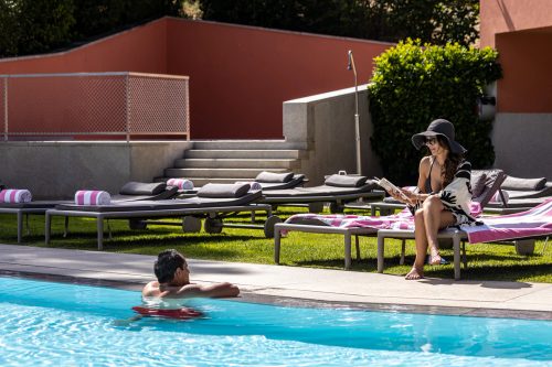 Vidago Spa outdoor pool, park-facing with heated jets